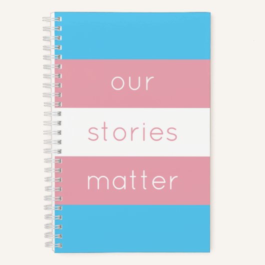 トランスジェンダープライド国旗のピンクストライプブルー ノートブック (正面)