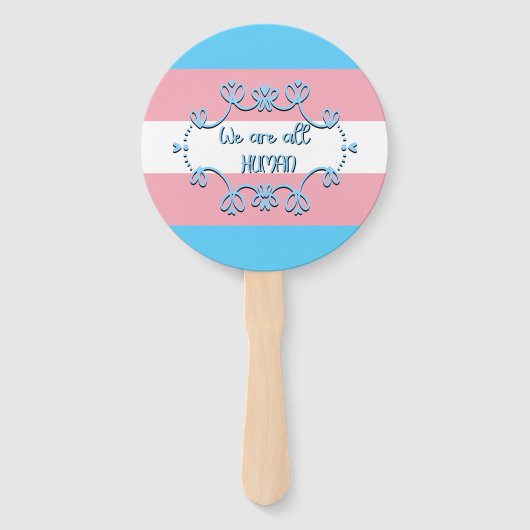 トランスジェンダープライド旗我々は全て人間 ハンドファン (正面)