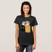 トランスジェンダープライド旗猫ハートLGBT Trans Tシャツ (正面フル)