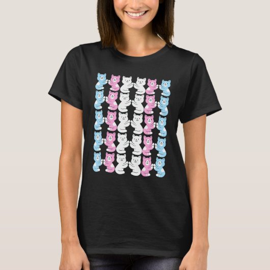 トランスジェンダープライド猫国旗かわいい猫Lgbt Trans Ca Tシャツ (正面)