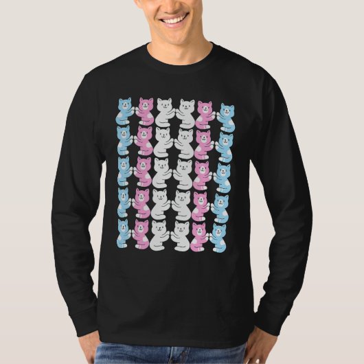 トランスジェンダープライド猫国旗かわいい猫Lgbt Trans Ca Tシャツ (正面)
