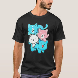 トランスジェンダープライド猫Lgbtトランス国旗かわいい猫 Tシャツ