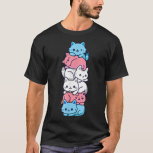 トランスジェンダープライド猫LGBTトランス国旗カワイトキャッツピ Tシャツ