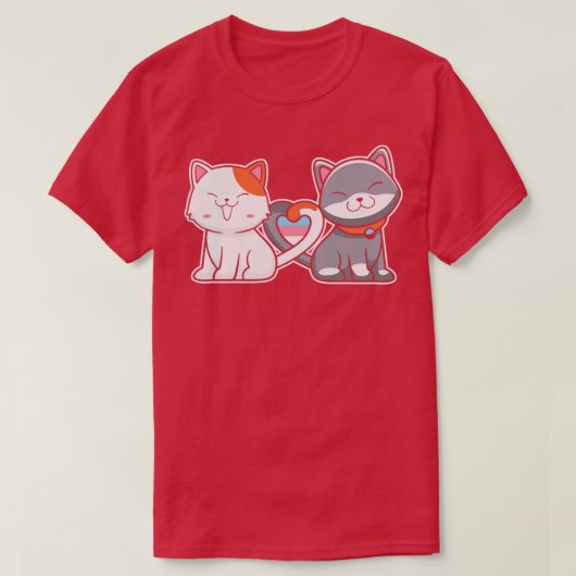 トランスジェンダープライド猫LGBTトランス国旗 Tシャツ (デザイン正面)