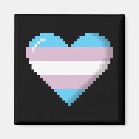 トランスジェンダープライド8ビットピクセルハート マグネット (正面)