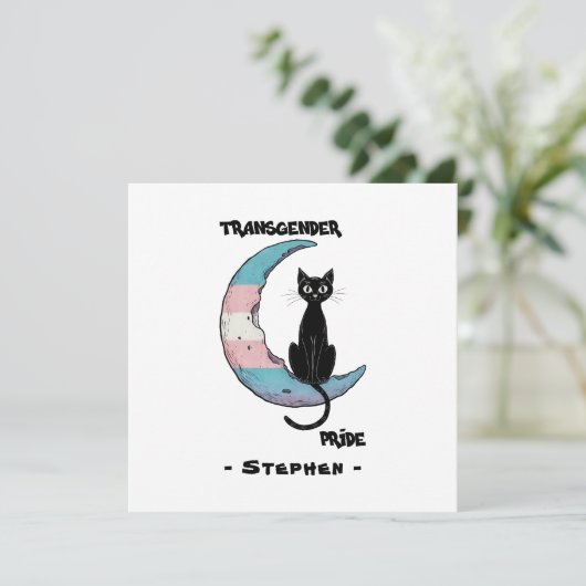 トランスジェンダープライド- Black Cat on Trans Flag Moon (スタンド正面)