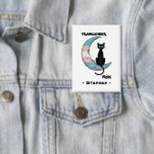 トランスジェンダープライド- Black Cat on Trans Flag Moon 缶バッジ (インサイチュ)