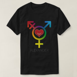 トランスジェンダーレインボーハート笑顔ゲイLGBTカスタム Tシャツ