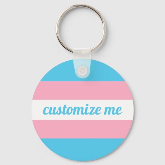 トランスジェンダーレインボーフラッグカスタム キーホルダー (正面)