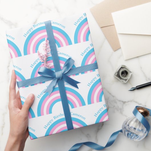 トランスジェンダーレインボープライドフラグカスタム誕生日 ラッピングペーパー (ギフト)