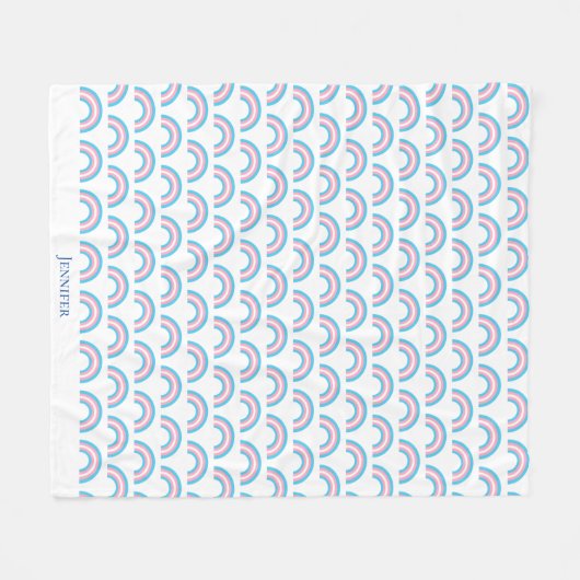 トランスジェンダーレインボープライド国旗パーソナライズされた フリースブランケット (正面(横))