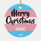 トランスジェンダー国パーソナライズされた旗のクリスマス セラミックオーナメント (正面)