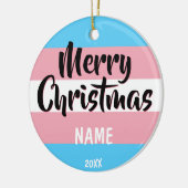 トランスジェンダー国パーソナライズされた旗のクリスマス セラミックオーナメント (左)