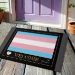 トランスジェンダー国旗とプライドコミュニティハウスマット/LGBT ドアマット<br><div class="desc">Doormat / House Mats：トランスジェンダー個人とトランスジェンダープライドを表すトランスジェンダー国旗とコミュニティのシンボル。</div>