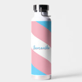 トランスジェンダー国旗とプライド名前をカスタムする/性別フラグ ウォーターボトル (左面)
