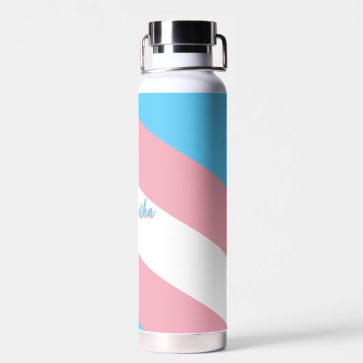 トランスジェンダー国旗とプライド名前をカスタムする/性別フラグ ウォーターボトル (背面)