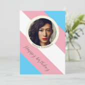 トランスジェンダー国旗のプライドの写真誕生日 カード (スタンド正面)