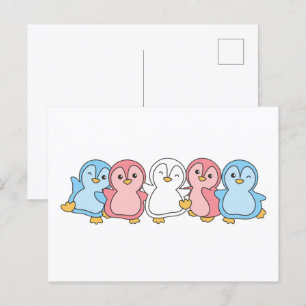 トランスジェンダー国旗のプライドLgbtqかわいいペンギン葉書 ポストカード