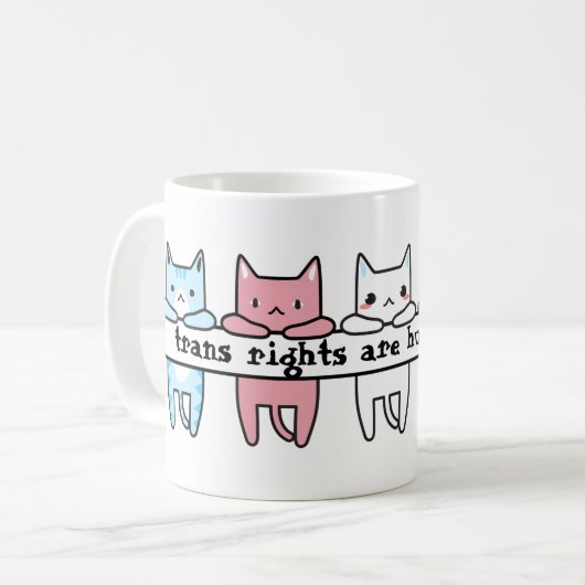 トランスジェンダー国旗Cat Trans Rights Are Human Rights コーヒーマグカップ (正面左)