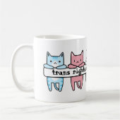 トランスジェンダー国旗Cat Trans Rights Are Human Rights コーヒーマグカップ (左)