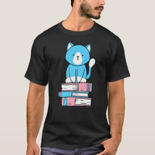 トランスジェンダー微妙なプライドかわいい猫ブックパイルトランス Tシャツ