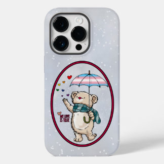 トランスジェンダー旗の傘を持つ冬のクマColo Case-Mate iPhone 14 Proケース