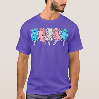 トランスジェンダー旗 かわいいカワウソ デザイン プライド プラウド 復古 Tシャツ
