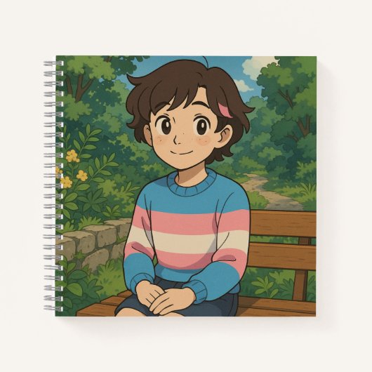 トランスジェンダー旗 アニメキャラ | LGBTQIA+ ノートブック (正面)