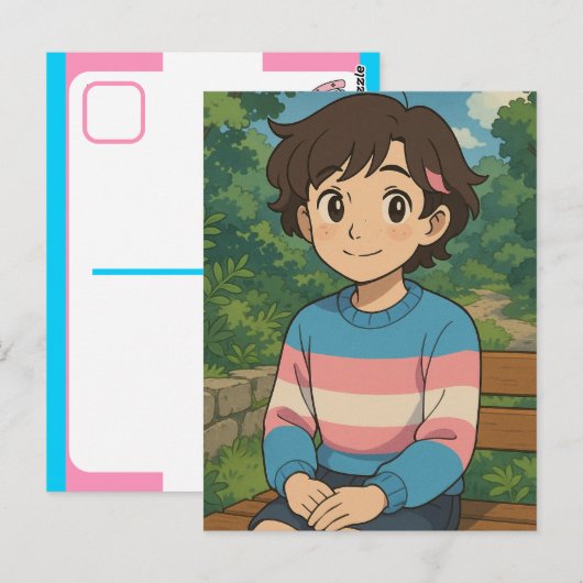トランスジェンダー旗 アニメキャラ | LGBTQIA+ ポストカード (正面/裏面)