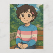 トランスジェンダー旗 アニメキャラ | LGBTQIA+ ポストカード (正面)
