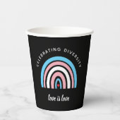 トランスジェンダー祝プライドのダイバーシティラブ引用文 紙コップ (正面)