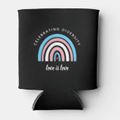 トランスジェンダー祝プライドのダイバーシティラブ引用文 缶クーラー (正面)