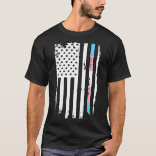 トランスジェンダー薄型アメリカ国旗LGBTトランス Tシャツ