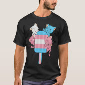 トランスジェンダー フラグ 猫 と アイスキャンディー Tシャツ (正面)
