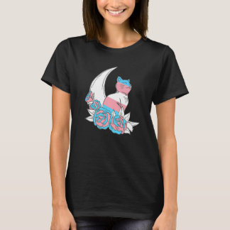 トランスジェンダー フラワー キャット ムーン トランスセクシャル フラッグ LGBTQ Tシャツ
