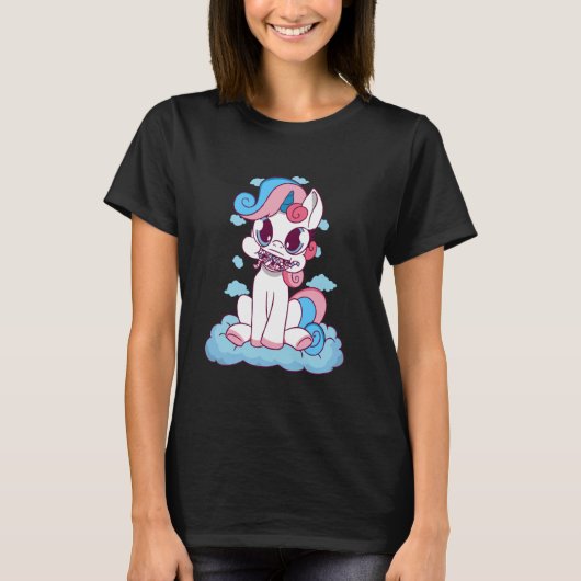 トランスジェンダー・ユニコーン雲トランスセクシャル国旗LGBTQ Tシャツ (正面)