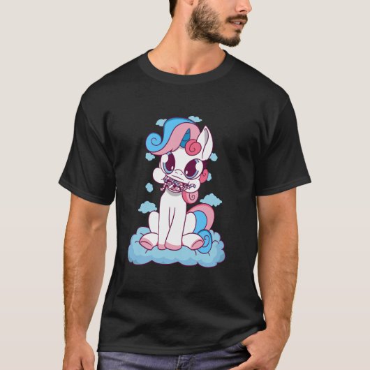 トランスジェンダー・ユニコーン雲トランスセクシャル国旗LGBTQ Tシャツ (正面)