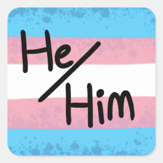 トランスジェンダー He/him(彼/彼)人称代名詞ステッカー スクエアシール