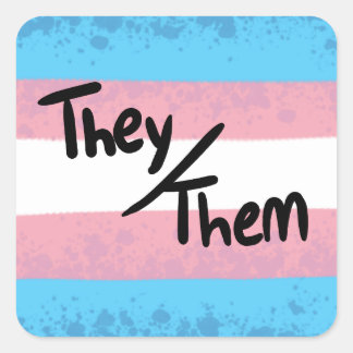 トランスジェンダー they/them 代名詞ステッカー スクエアシール
