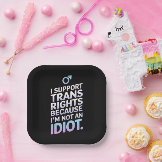 トランスジェンダーAlly Transプライドフラグのサポート ペーパープレート (パーティー)