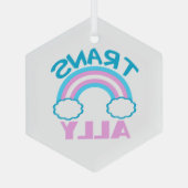 トランスジェンダーAlly Transレインボーかわいらしクリスマス ガラスオーナメント (裏面)