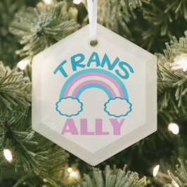 トランスジェンダーAlly Transレインボーかわいらしクリスマス ガラスオーナメント