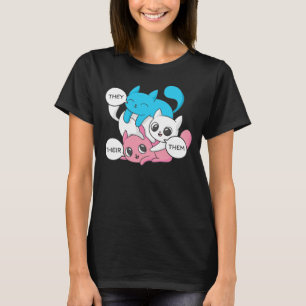 トランスジェンダーII代名詞 They Them Their 猫 Tシャツ
