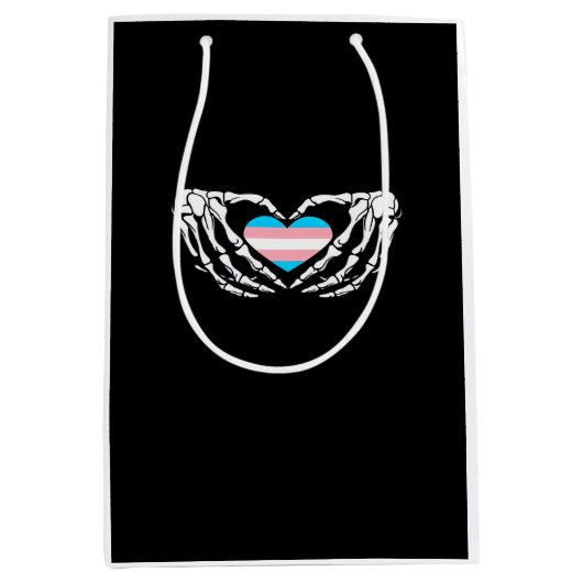 トランスプライドスケルトンハロウィントランスジェンダーゴシックHe ミディアムペーパーバッグ (正面)