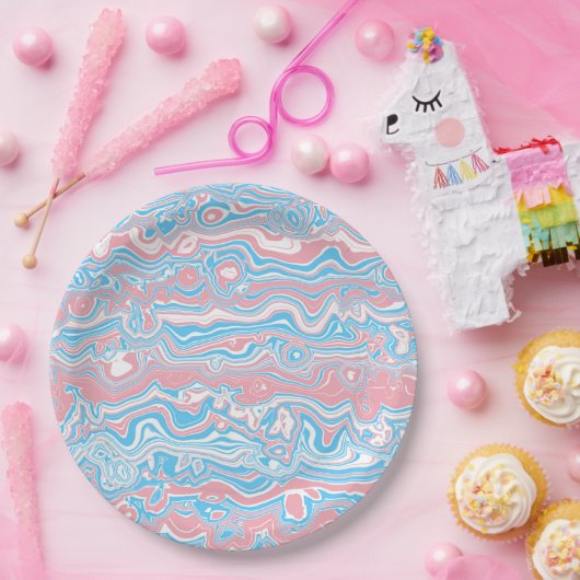 トランスプライドトリップ（幻覚体験）のようなフラッグBoho Groovy波状ストライプ ペーパープレート (パーティー)