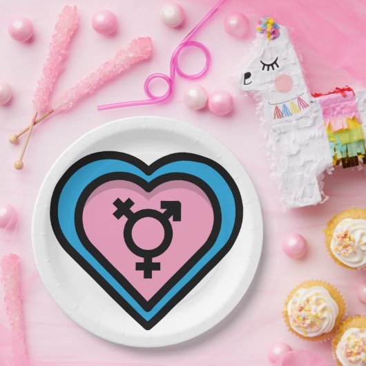 トランスプライドパーティーのハートプレート ペーパープレート (パーティー)