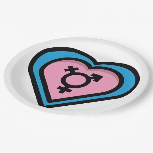 トランスプライドパーティーのハートプレート ペーパープレート (アングル)