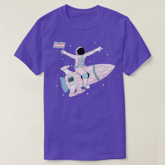 トランスプライド宇宙飛行士トランスジェンダー Tシャツ (デザイン正面)