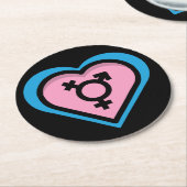 トランスプライド紙コースターのハート ラウンドペーパーコースター (アングル)