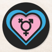 トランスプライド紙コースターのハート ラウンドペーパーコースター (正面)